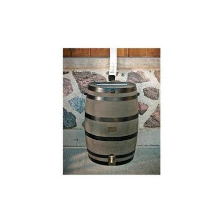 Marquee Protection 5510-000600-5681 Flatback Rain Barrel 50USG - Woodgrain With Brass Spigot MA493744